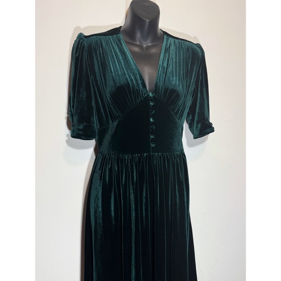 Lauren Ralph Lauren Puff Sleeve Velvet Midi Dress - Picture 3 of 9